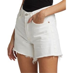 Agolde Reese White Denim Relaxed Cut Off Cotton Shorts 23